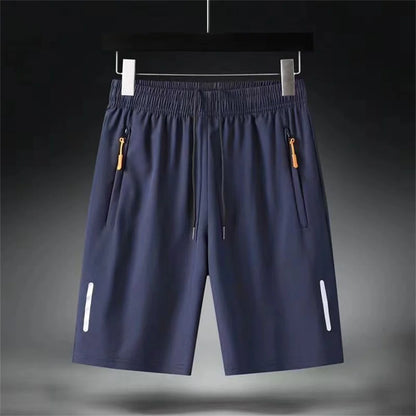 Men's Summer Ultra-thin Ice Silk Beach Casual Shorts Jogging Sport Quick Dry Male Zipper Loose Gym Sports Short Pants Sweatpant