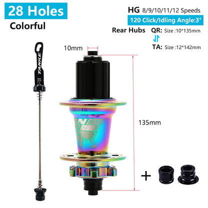 TANKE 120 Click Hub 6 Bearing MTB Mountain Bike Hub Front Rear 28 32 36 Holes QR Thru-axle Exchange Disc Brake Bicycle Hubs HG