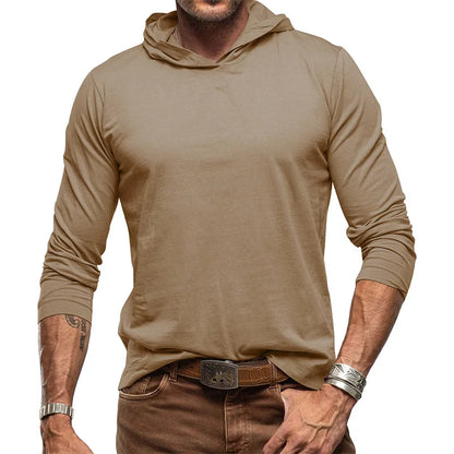 Men's Sports Hoodie Long Sleeve T-shirt Bottoming Shirt Gym Sports Muscle Shirt Solid Color Outdoor Casual Sweatshirt