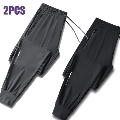 High Quality Ice Silk Pants For Men's Summer Slim Casual New Loose High Elasticity Quick Drying Outdoor Running Casual Pants