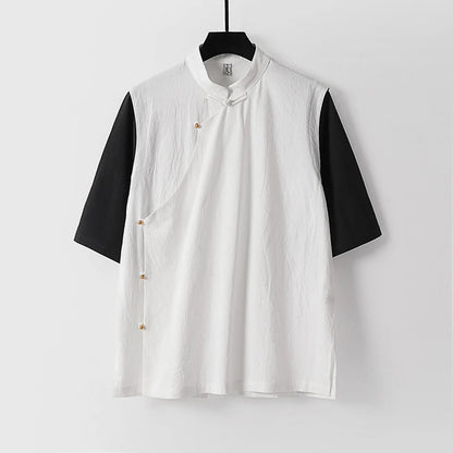 9XL Plus Size Men's Shirts Chinese Style Shirts Summer Loose Shorts Leeve Button Up Blouse Man Big 7XL 8XL Shirts