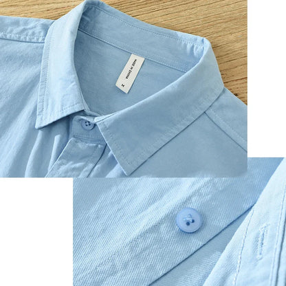 100% Cotton Solid Color Men's Summer Lightweight Short Sleeve Shirt, Business Casual Daily Shirt 2024 Loose Casual Jacket