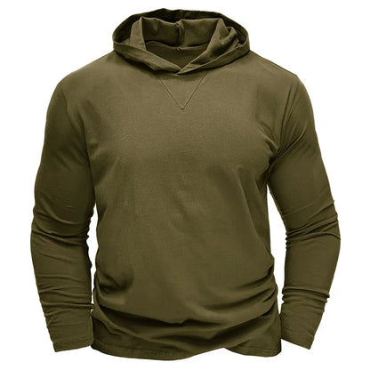 Men's Sports Hoodie Long Sleeve T-shirt Bottoming Shirt Gym Sports Muscle Shirt Solid Color Outdoor Casual Sweatshirt